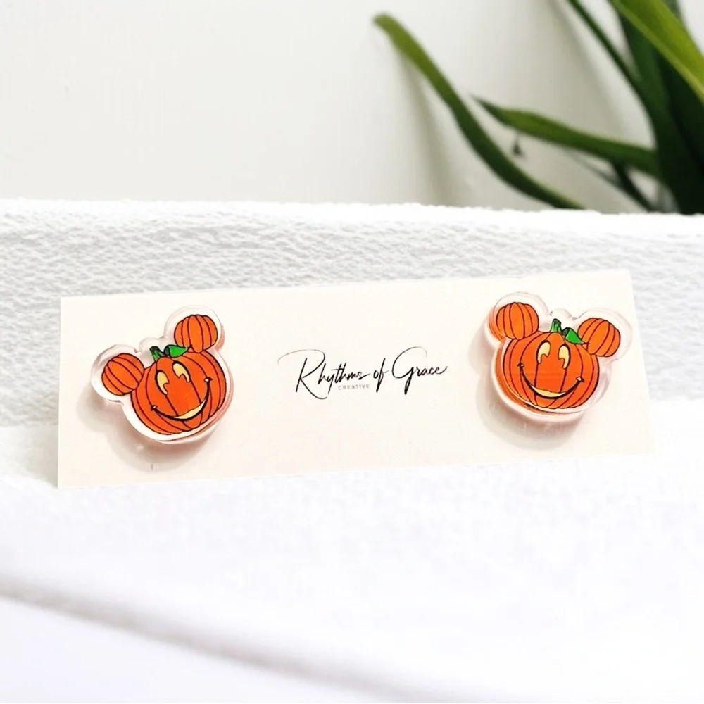 Pumpkin Mouse Halloween Stud Earrings NWT